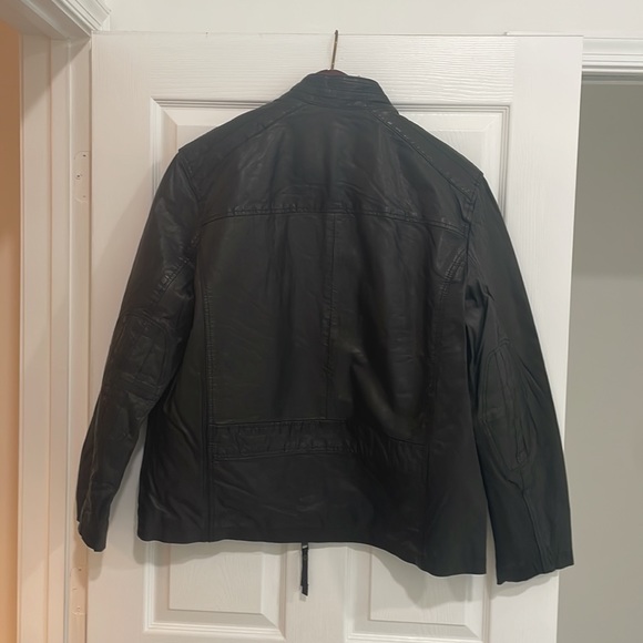 Andrew Marc : Black leather Moto jacket new without tags: stunning mint XL - Picture 6 of 8